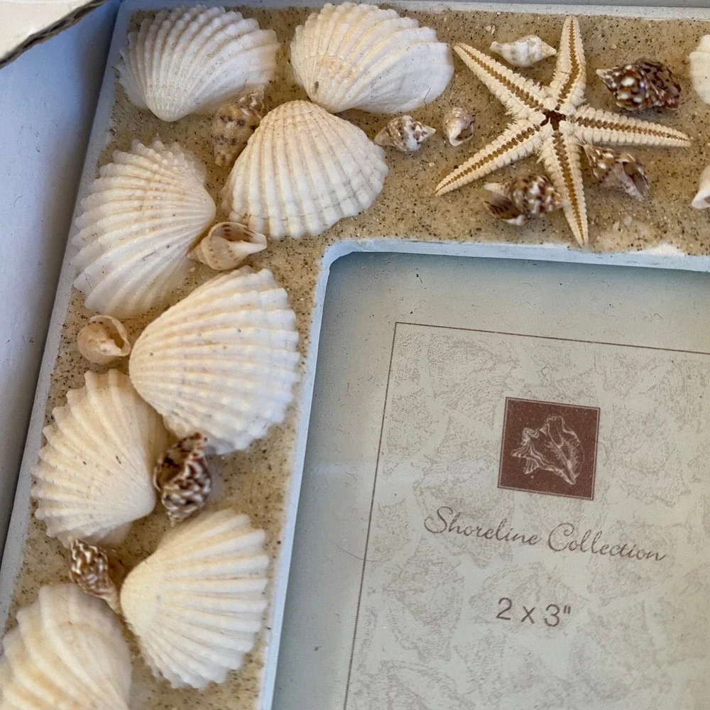 NIB Home‎ Studio Shoreline Collection 2”x3” Beachy Seashells Mini Photo Frame